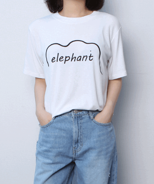 (1+1할인) 코끼리 라운드 반팔 티셔츠