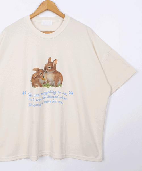 (1+1할인 박스티) 토끼 에브리 오버핏 반팔 티셔츠
