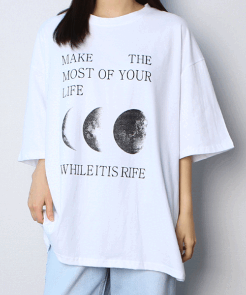 (박스티) 라이프 달 오버핏 반팔 티셔츠