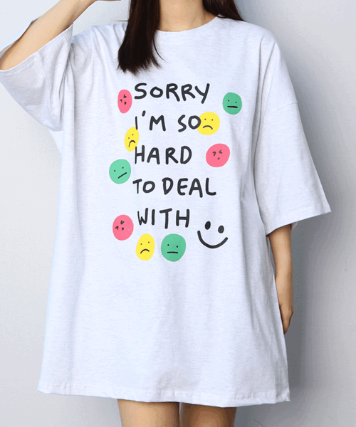 (뱃살가리기/1+1할인) 쏘리 스마일 오버핏 반팔 티셔츠
