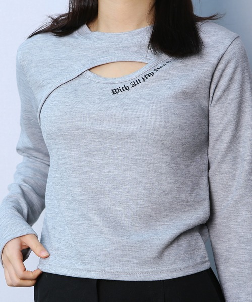 (1+1할인) 위드 트임 숏 긴팔 티셔츠