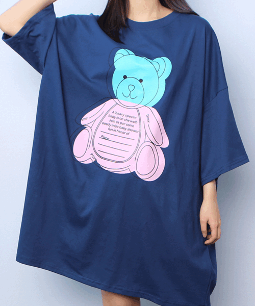 (뱃살가리기/1+1할인) 베이비 곰 오버핏 반팔 티셔츠